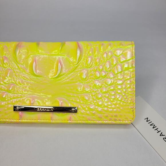 BRAHMIN Ady Wallet NOVA Melbourne Genuine Leather Yellow Iridescent NWT - Picture 2 of 12